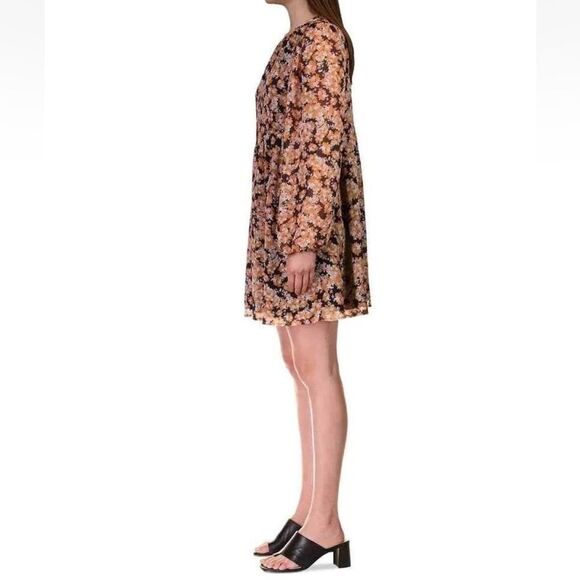 Sanctuary Floral Long Sleeve Babydoll Dress Women's Small Bronze Multi Color M - Picture 4 of 10